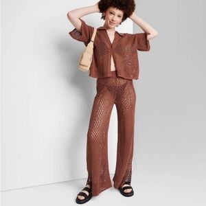 Women's Wide Leg Open Work Pants - Wild
Fable™ Dark Brown new